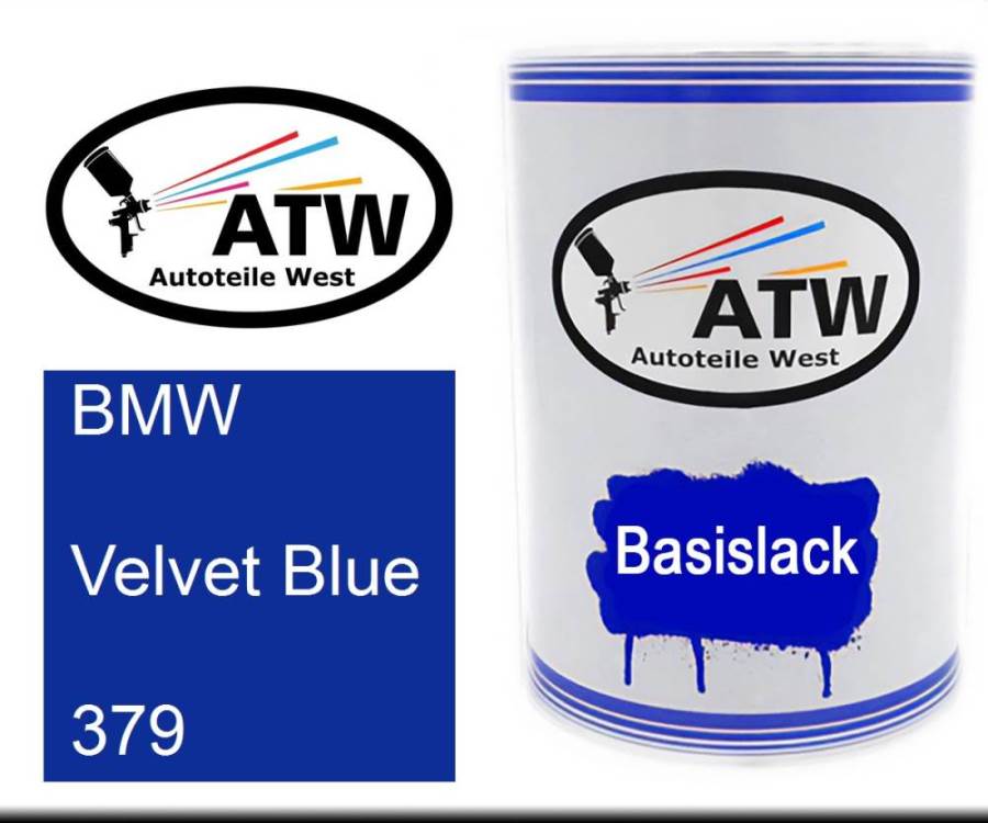 BMW, Velvet Blue, 379: 500ml Lackdose, von ATW Autoteile West.